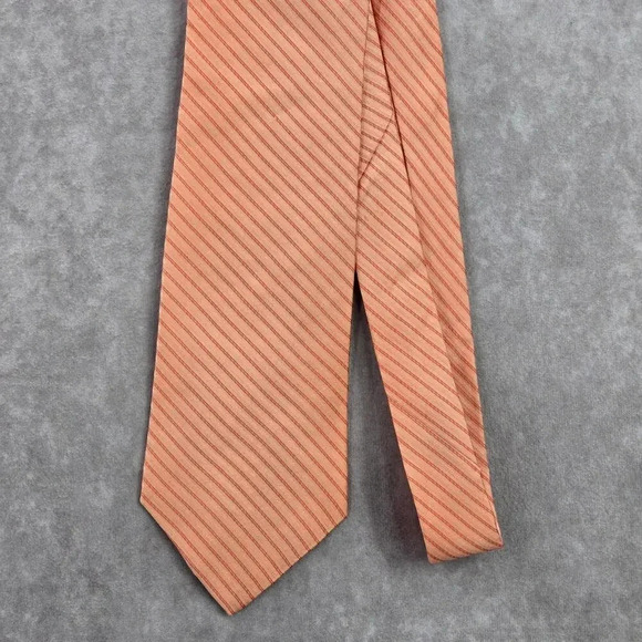 City of London Orange Pink Stripe Geometric 100% Silk Men's Neck Tie NWOT - Picture 2 of 6